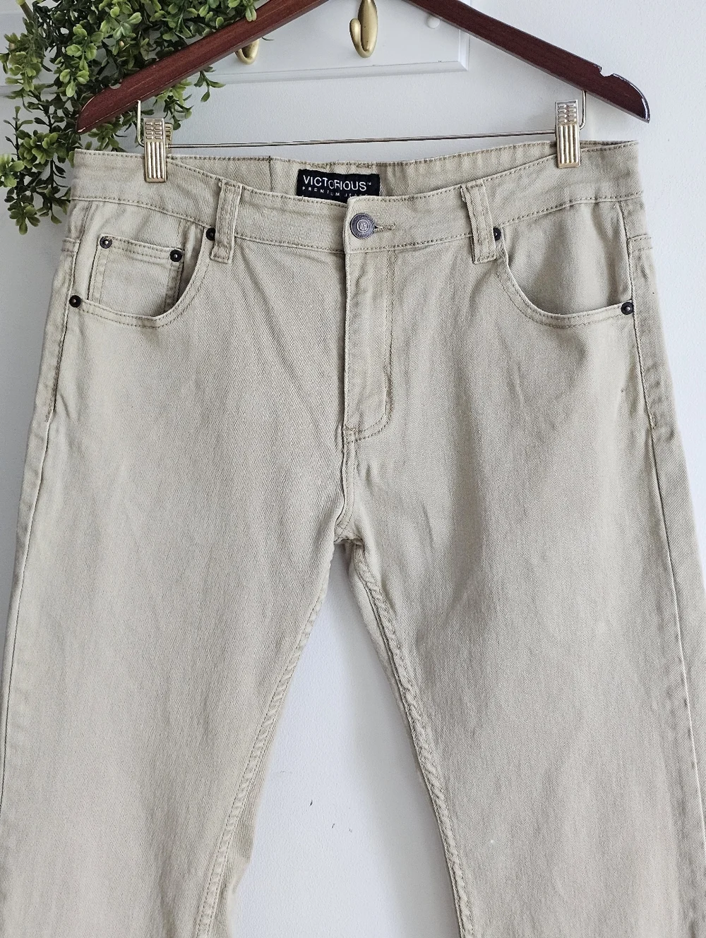 Victorious Premium Khaki Slim Straight Jeans Mens W36 L32 Stretch